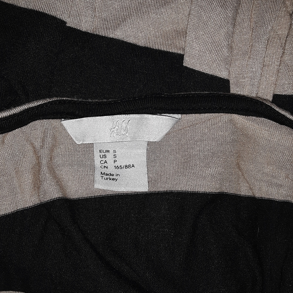 H&M Light Brown & Black Striped Dolman Shirt Small - Picture 2 of 4